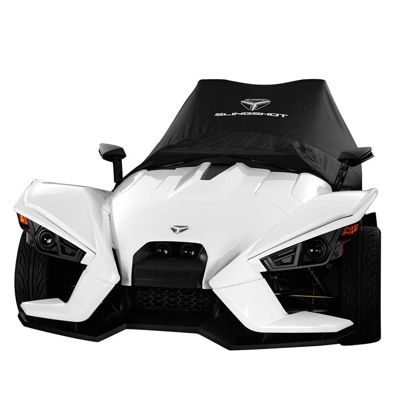 A white Slingshot with a black cover