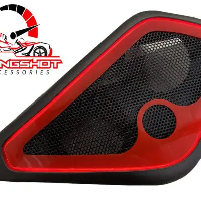 Black and red car speakers
