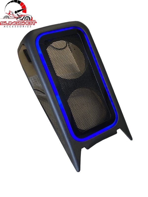 Black and blue speakers