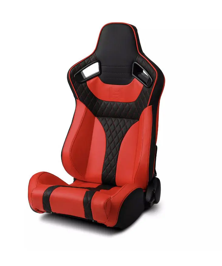 Black and red chair for a car