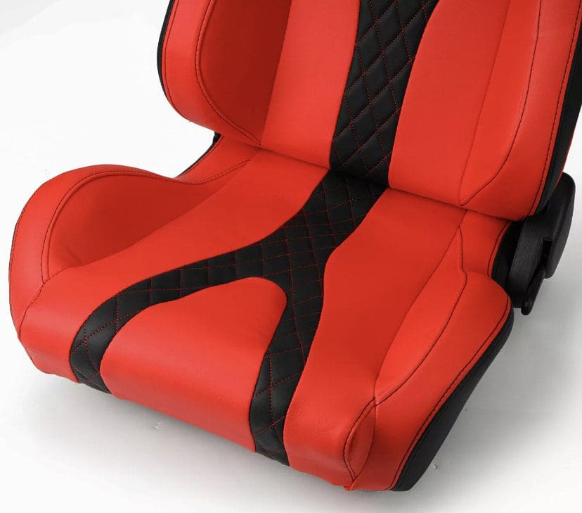 Red + Black Side Leather Reclining Sport Racing Seats (set of 2 ...