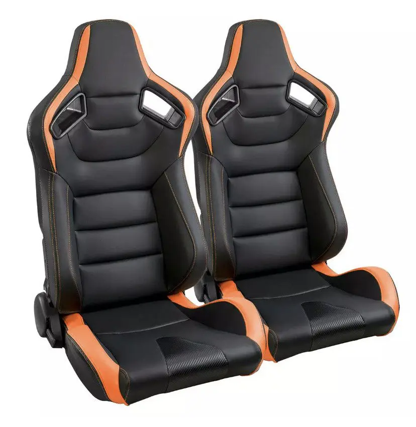 Two black and orange chairs