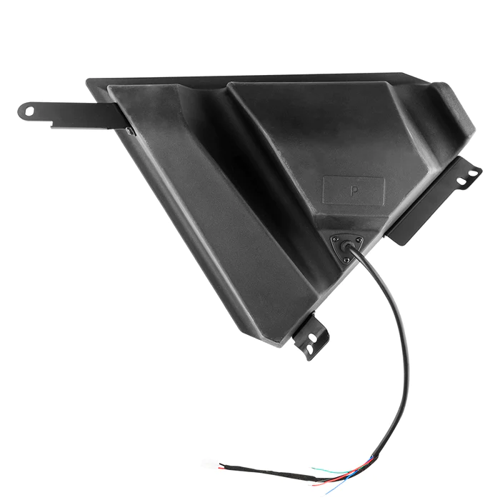 Black triangular electronic component with attached wire.