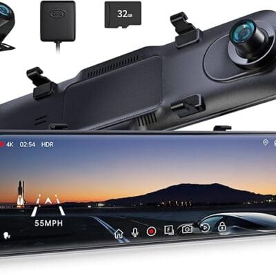 P12 Pro 4K Mirror Dash Cam, 12'' Rear View Mirror