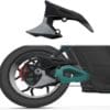 61841TKxqaL._AC_SL1200_ Close-up of a rear electric motorcycle wheel and swingarm.